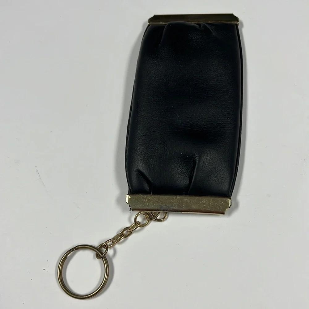 Vintage Leather Keychain Coin Money Zip Pouch